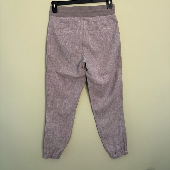Athleta women Heather Gray Joggers linen elastic stretch waist size 4 - Picture 4 of 7